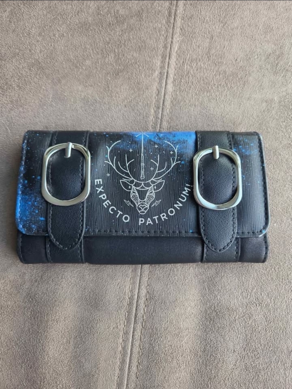Black "Expecto Patronum" Leather Trifold Wallet